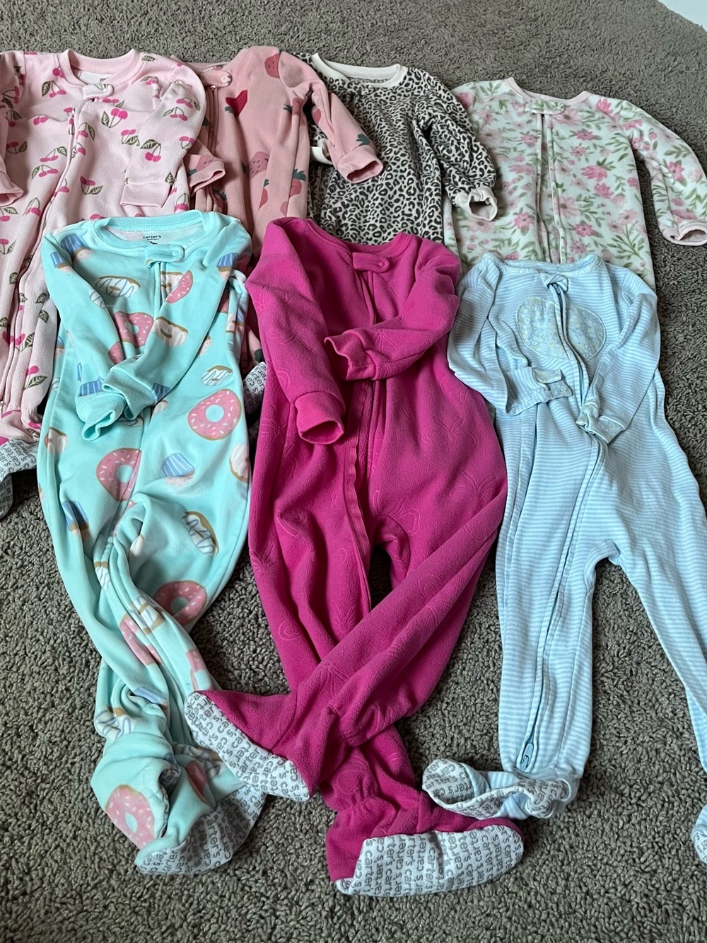Carter's Hot Pink Fleece Footed One-Piece